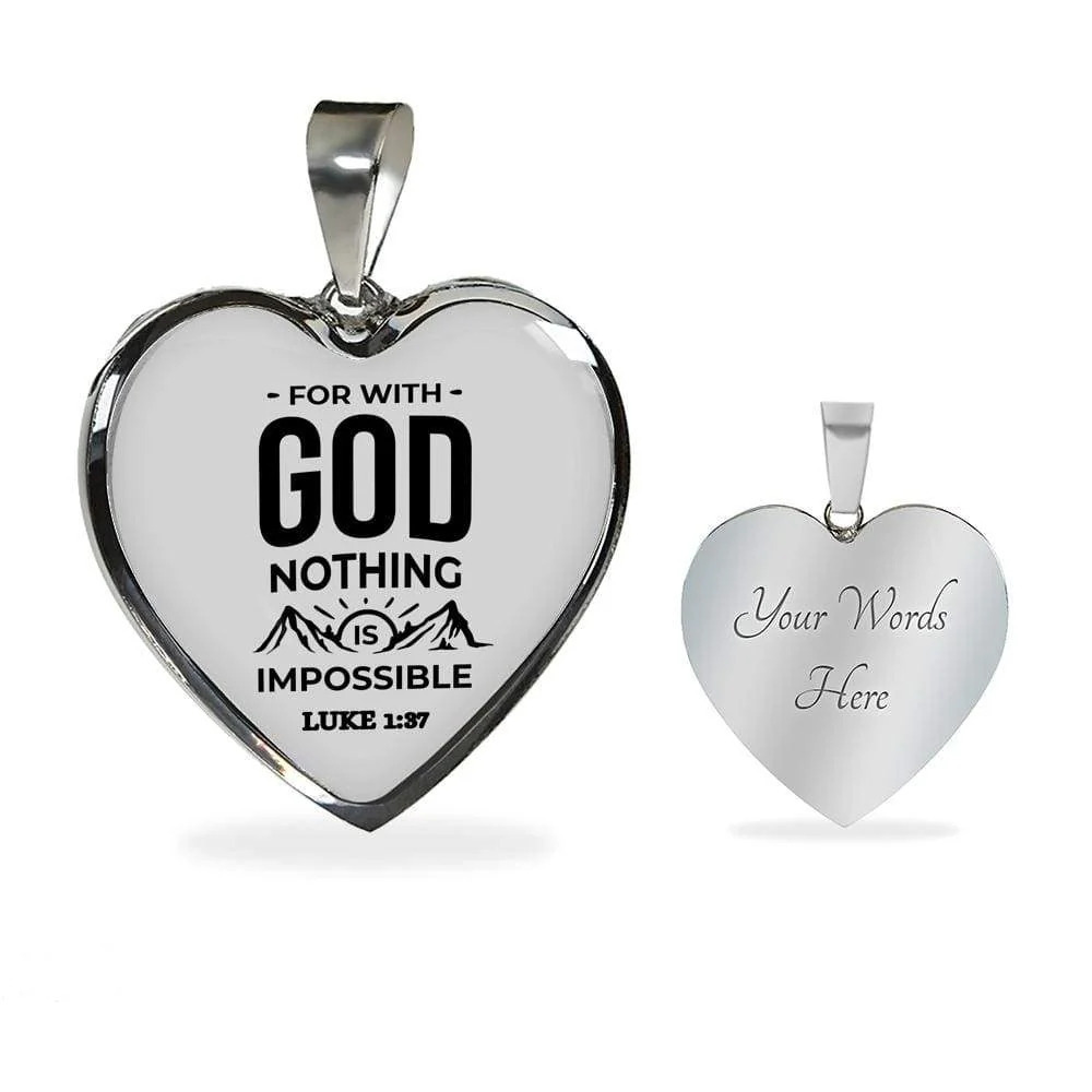 Bible Verse Necklace Nothing Is Impossible Heart Necklace Personalized Engraved
